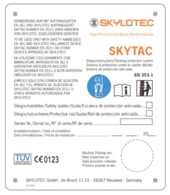 SKYTAC LABEL TAC NORD id-skilt norsk